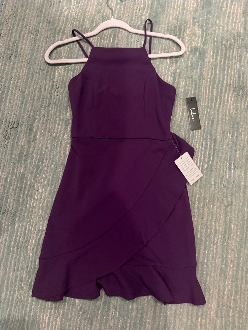 Lulu's Plum Ruffle-Trim Spaghetti Strap Mini Dress